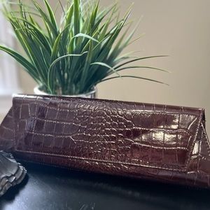 Danier Croc Embossed Leather Clutch